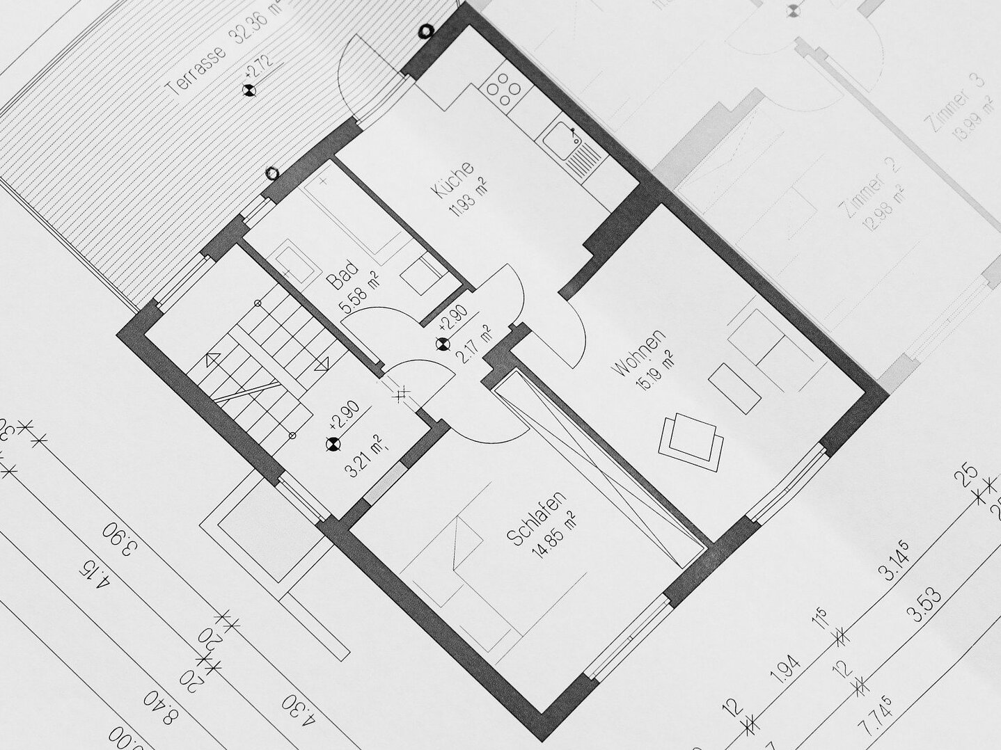 Ansicht eines Wohnungsgrundrisses