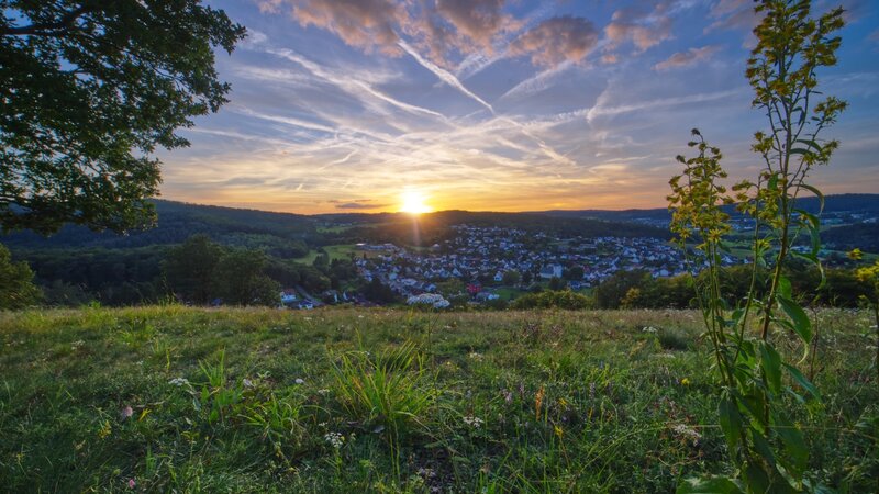 Panoramabild Stadtteil Hirschberg Sonnenuntergang