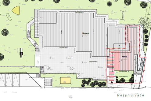 Architekten-Entwurf des Anbaus der Kita in der Mozartstraße Herborn.