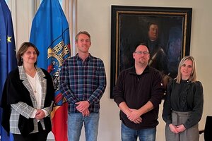 Bild mit vier Personen, Ernennung und Verabschiedung des Radverkehrsbeauftragten