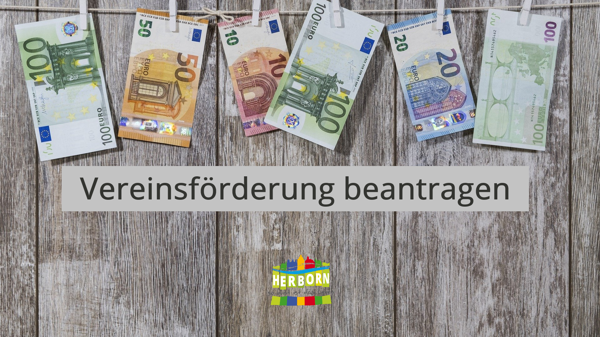 Beispielbild Vereinsförderung, Geld an einer Wäscheleine