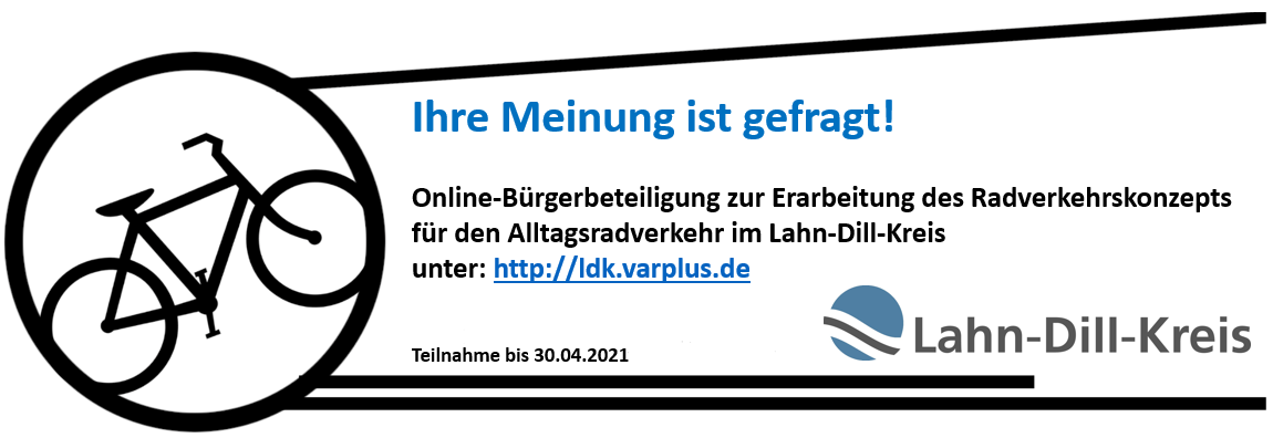 Außenansicht des Flyers zur Bürgerbeteiligung zum Radverkehrskonzept des Lahn-Dill-Kreises.