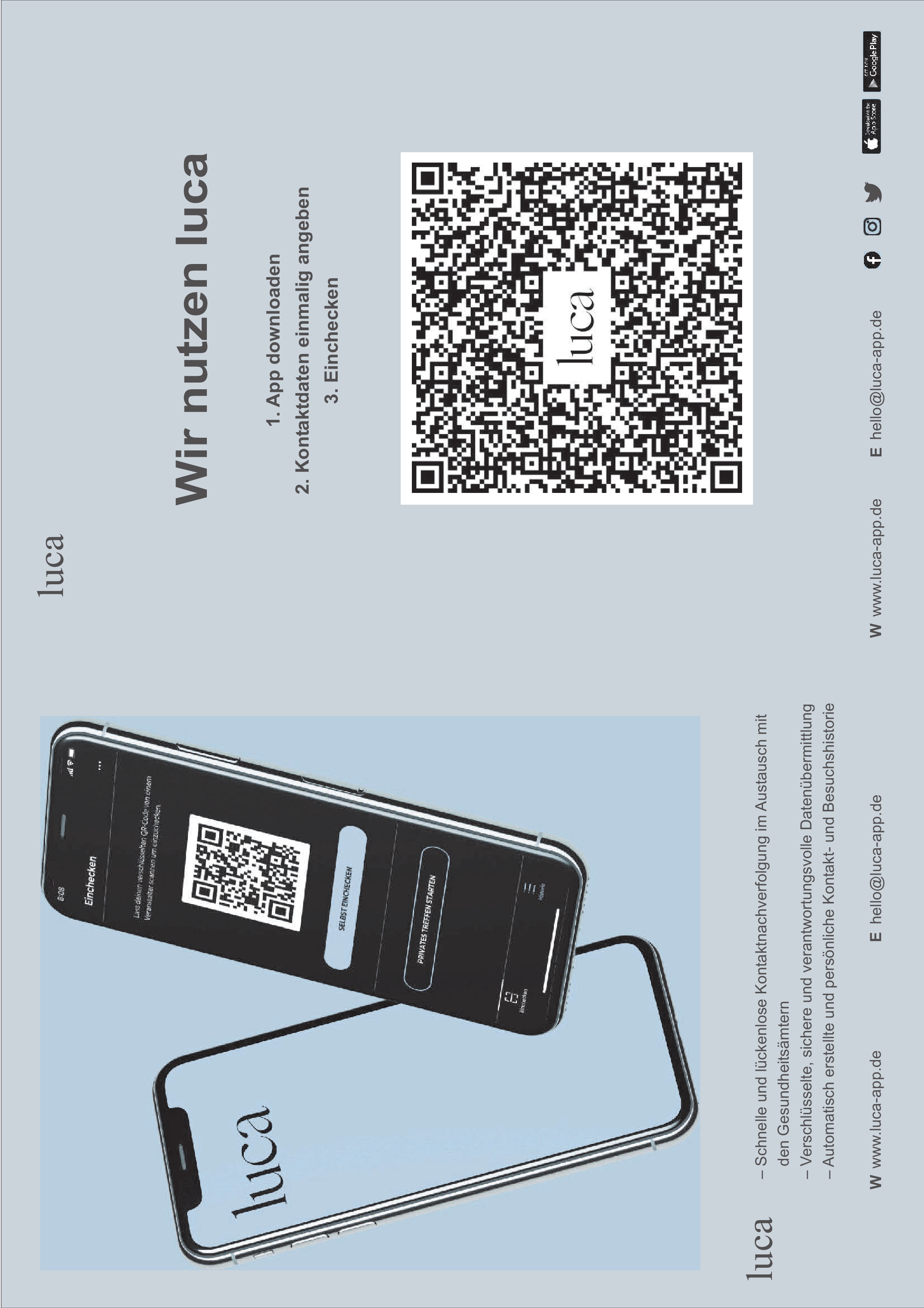 Ansicht eines Smartphones mit QR-Code der Luca-App  zum scannen 