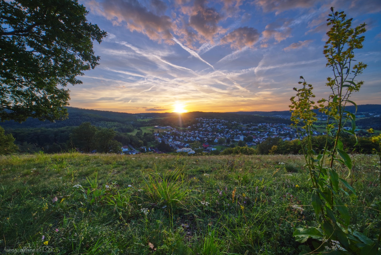 Panoramabild Stadtteil Hirschberg Sonnenuntergang