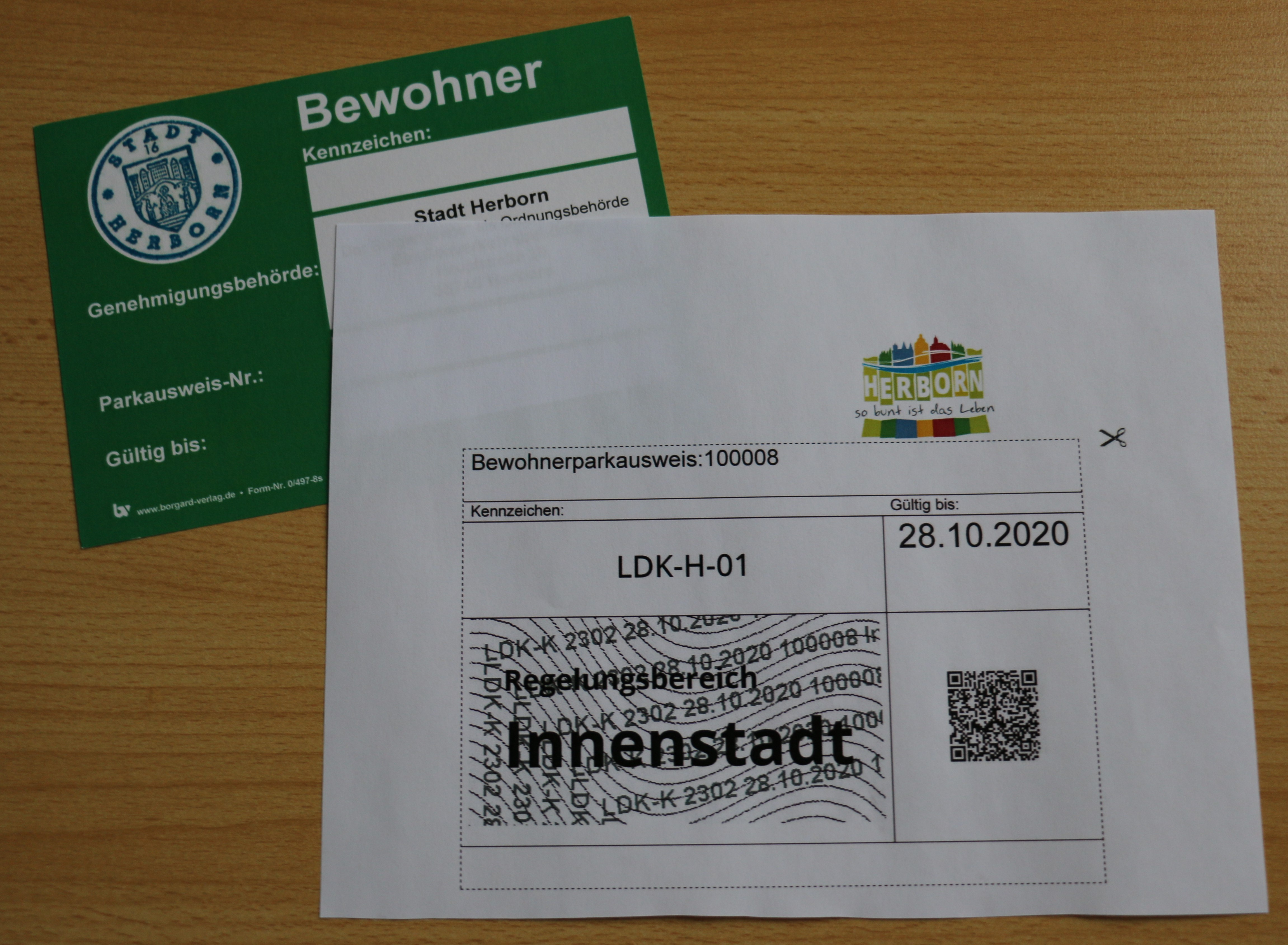 Parkausweis für Bewohner
