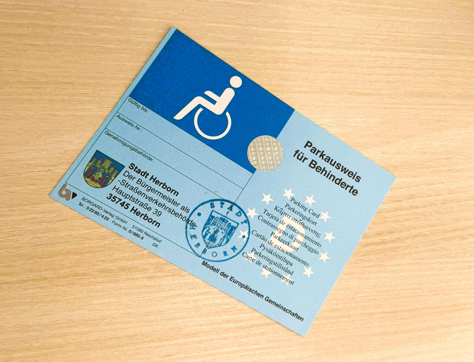 Parkausweis für Schwerbehinderte