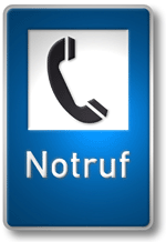 Notrufschild mit Telefonhörer